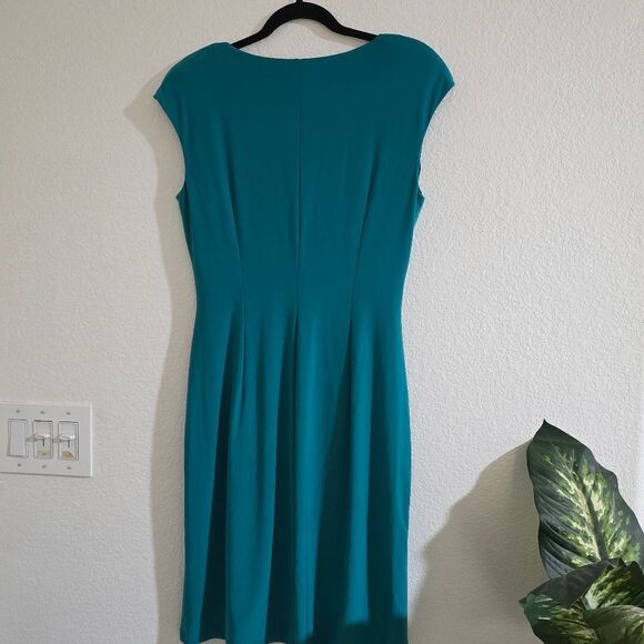 "American Living" Elegant Teal Draped Dress, Size 14. - Picture 5 of 12